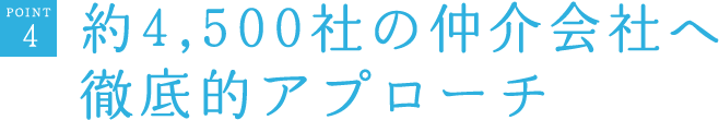 POINT4　約4,500社の仲介会社へ徹底的アプローチ