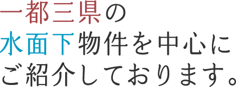 一都三県の水面下物件を中心にご紹介しております。